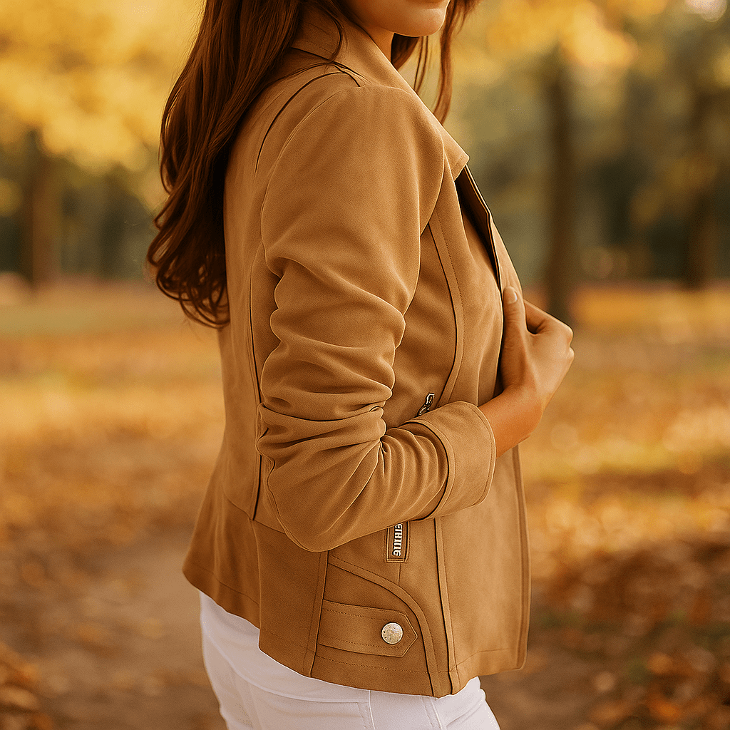 Szczupła Skórzana Kurtka Damska - Zamek błyskawiczny - Guziki - Stylowy Komfort - vivano - warszawa