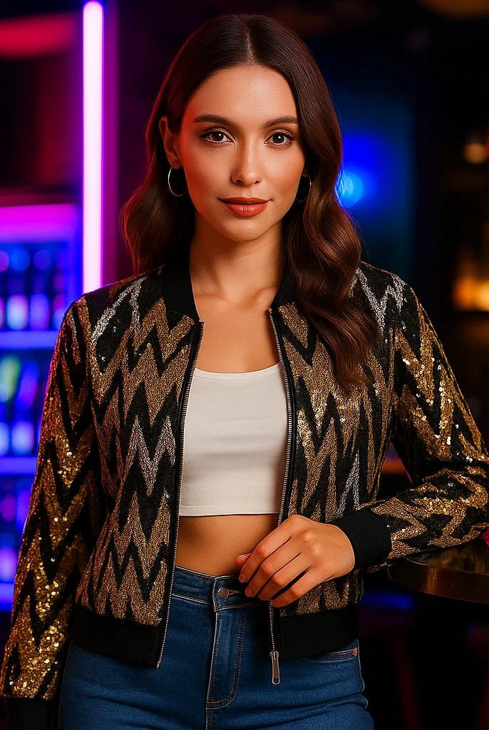 Thea Bomber Jacket - Cekiny - Unikalny Styl - Komfort - vivano - warszawa