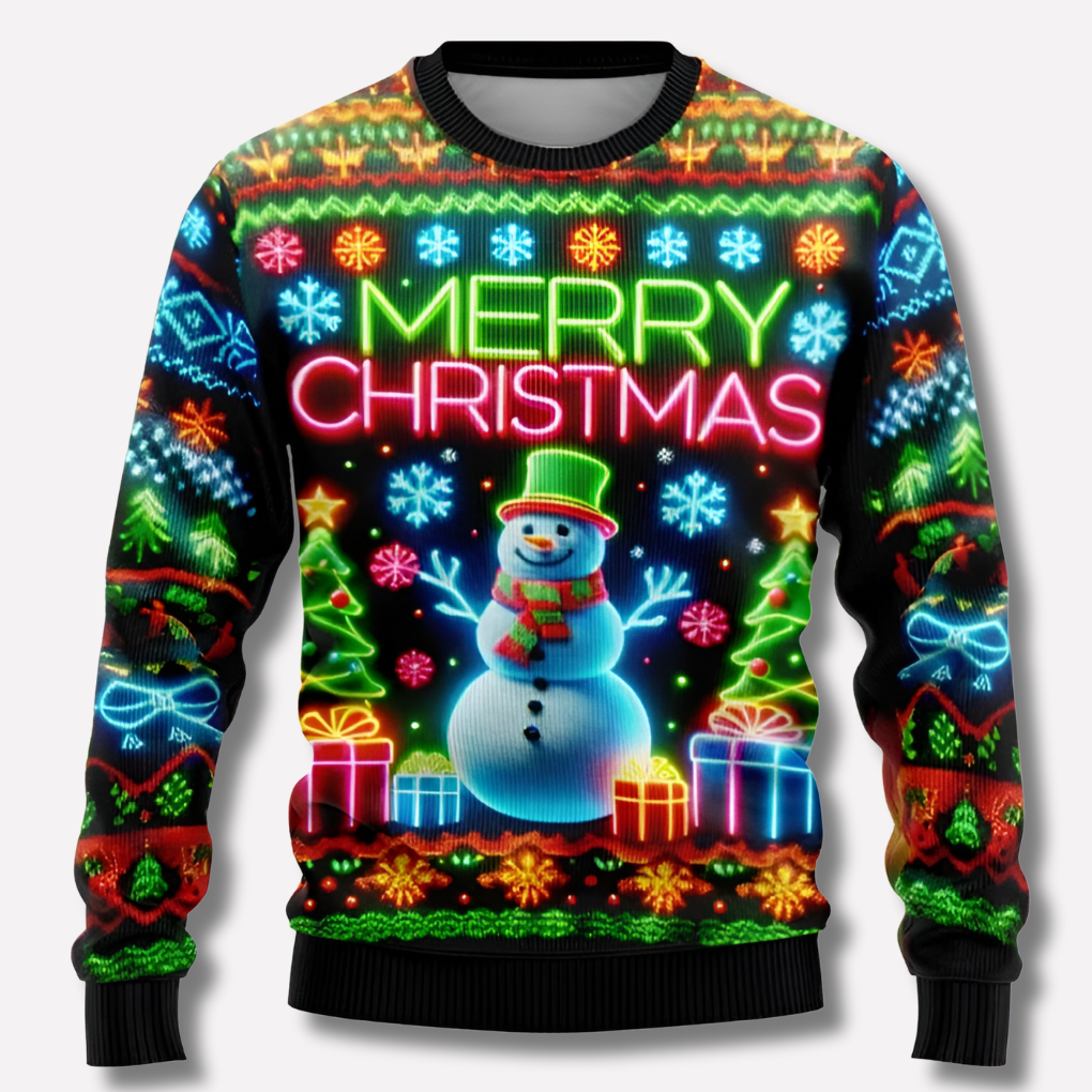 Sweter świąteczny unisex | Neonowy, wzór z reniferami | Na święta