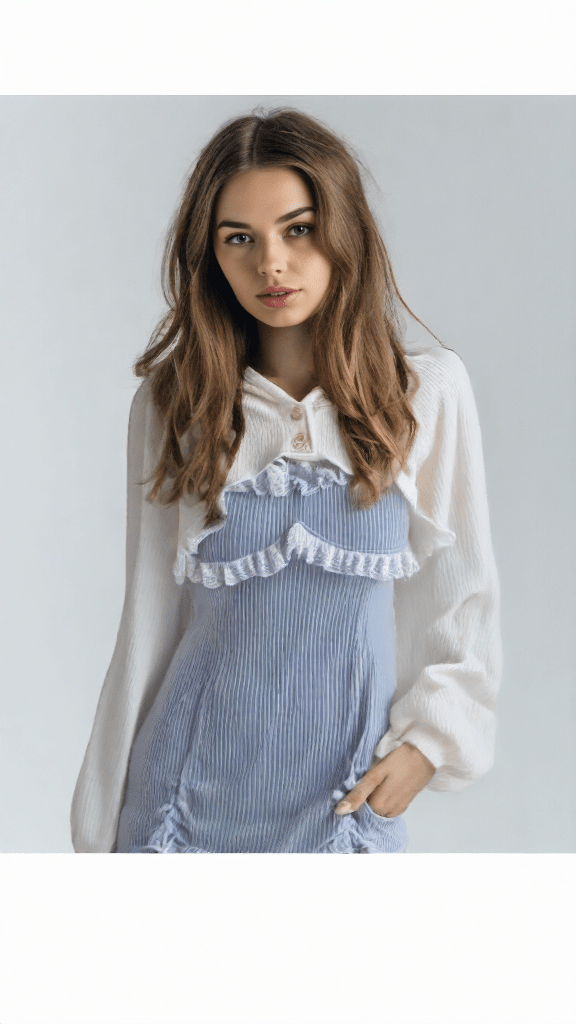 Urocza Sukienka z Długim Rękawem i Koronkowymi Detalami - vivano - warszawa