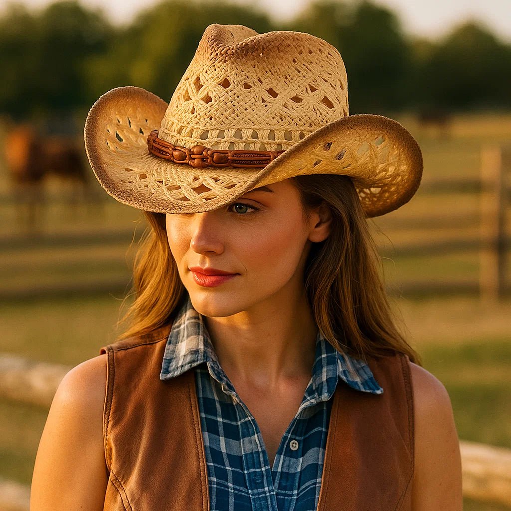 Vintage słomkowy kapelusz kowbojski - vivano - warszawa