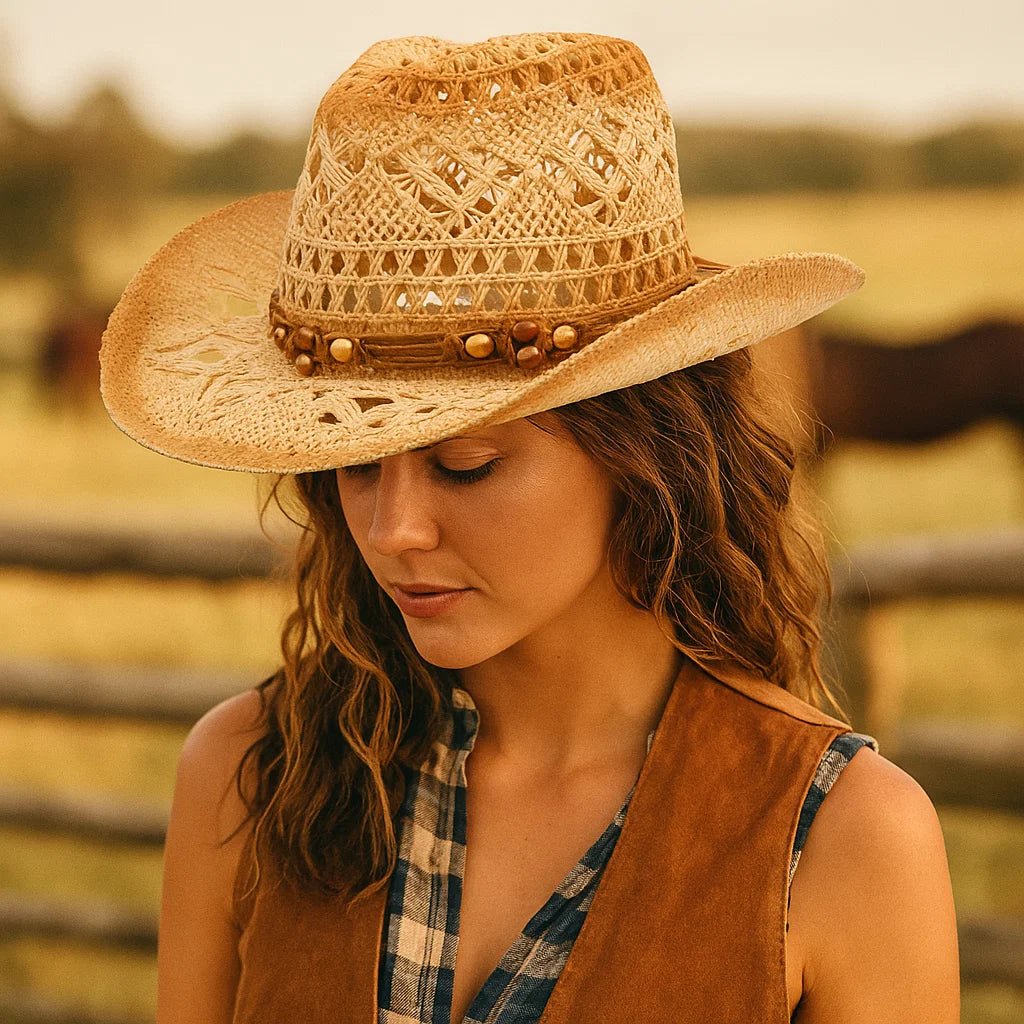 Vintage słomkowy kapelusz kowbojski - vivano - warszawa