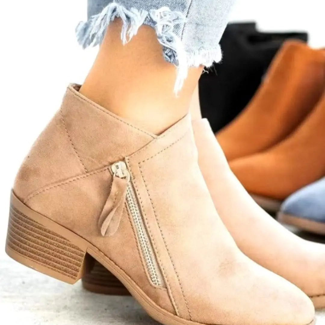 Zamszowe Botki na Zipper - Styl Chic i Niezrównany Komfort - vivano - warszawa