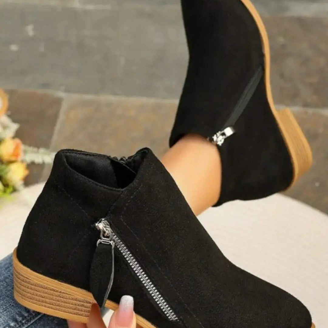 Zamszowe Botki na Zipper - Styl Chic i Niezrównany Komfort - vivano - warszawa