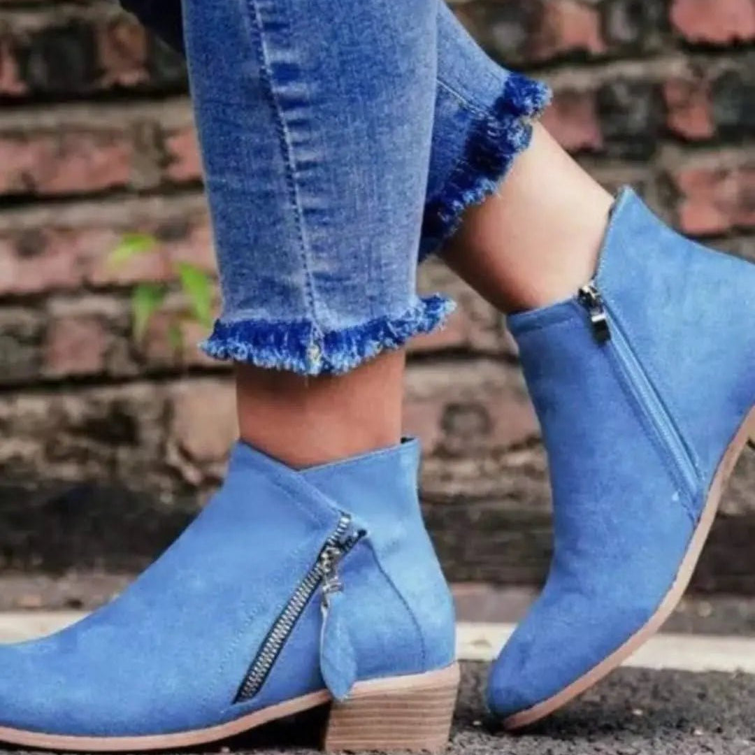 Zamszowe Botki na Zipper - Styl Chic i Niezrównany Komfort - vivano - warszawa