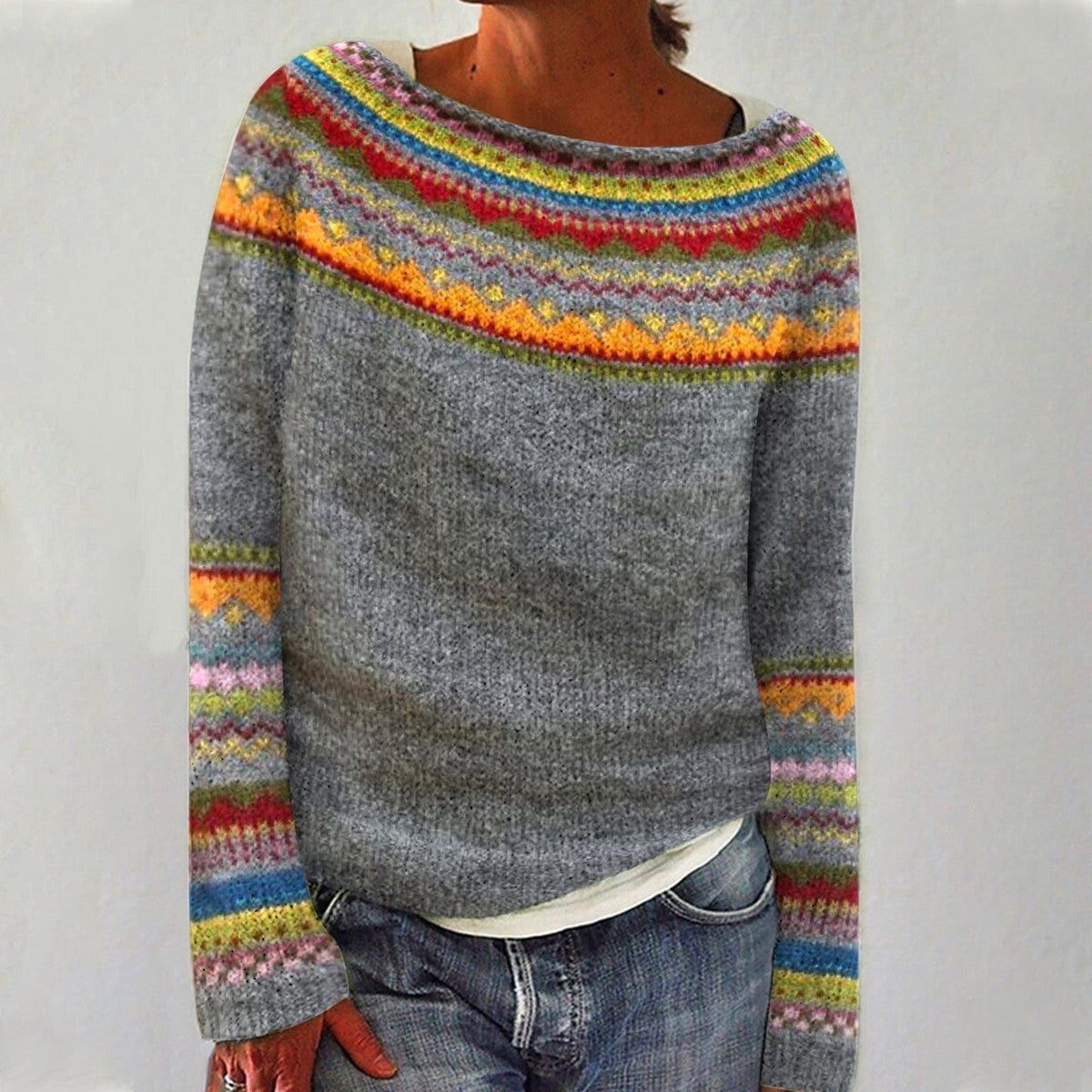 Damski Sweter Okrągły Neckline Oversized