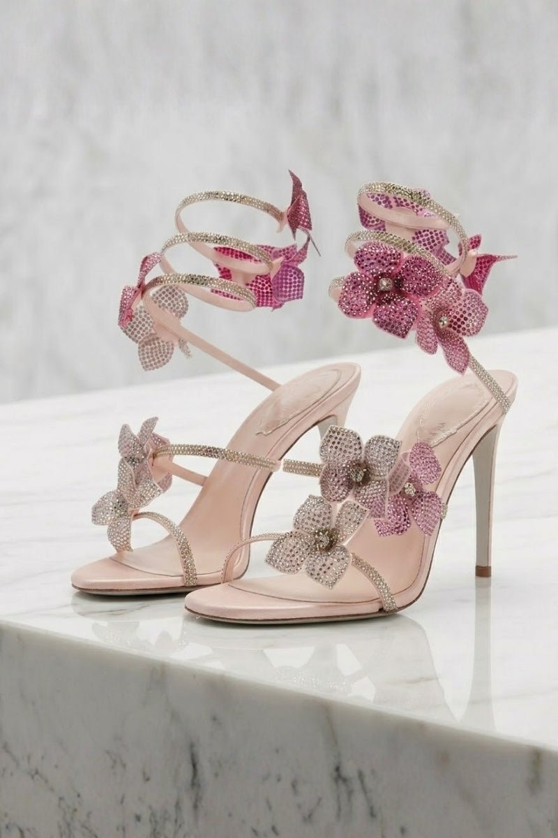 Buty do tańca latynoskiego damskie | Szpilki z motywem motyla | Białe