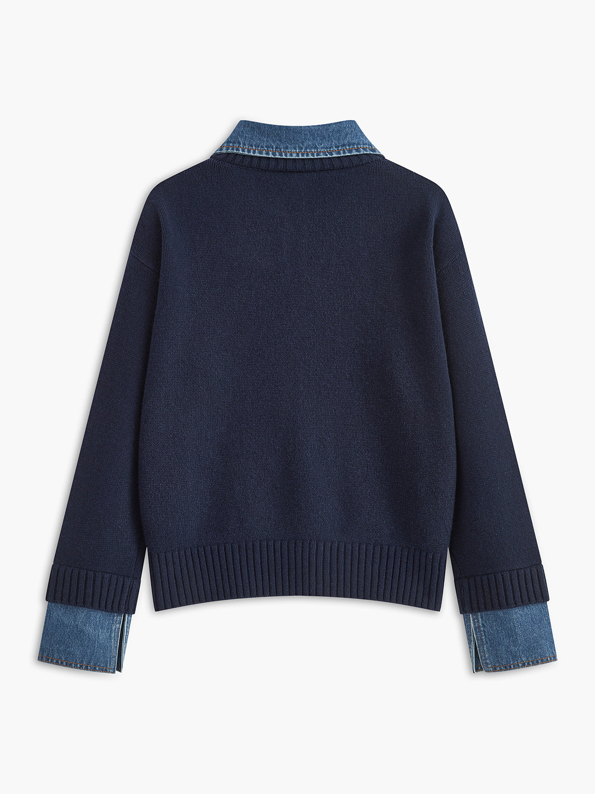 Damski sweter dzianinowy 2 w 1 z klapami i metalowymi guzikami
