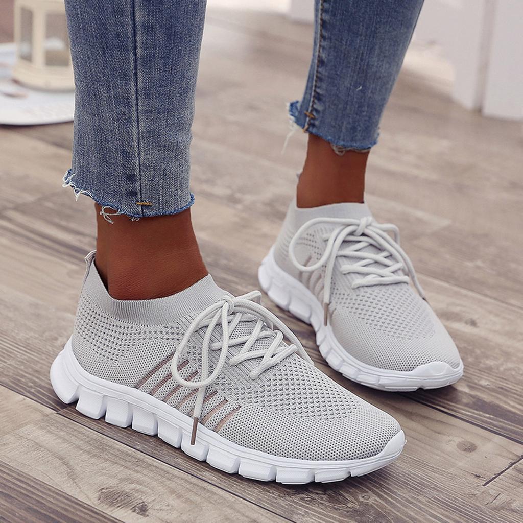 Damskie sneakersy ortopedyczne Flyknit oddychające z podparciem łuku stopy