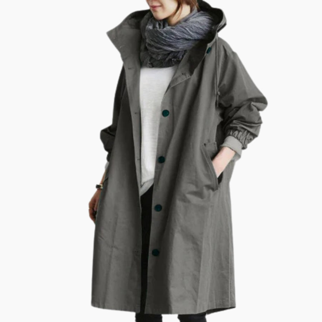 Płaszcz damski długi | Streetwear z guzikami | Elegancki na każdy dzień