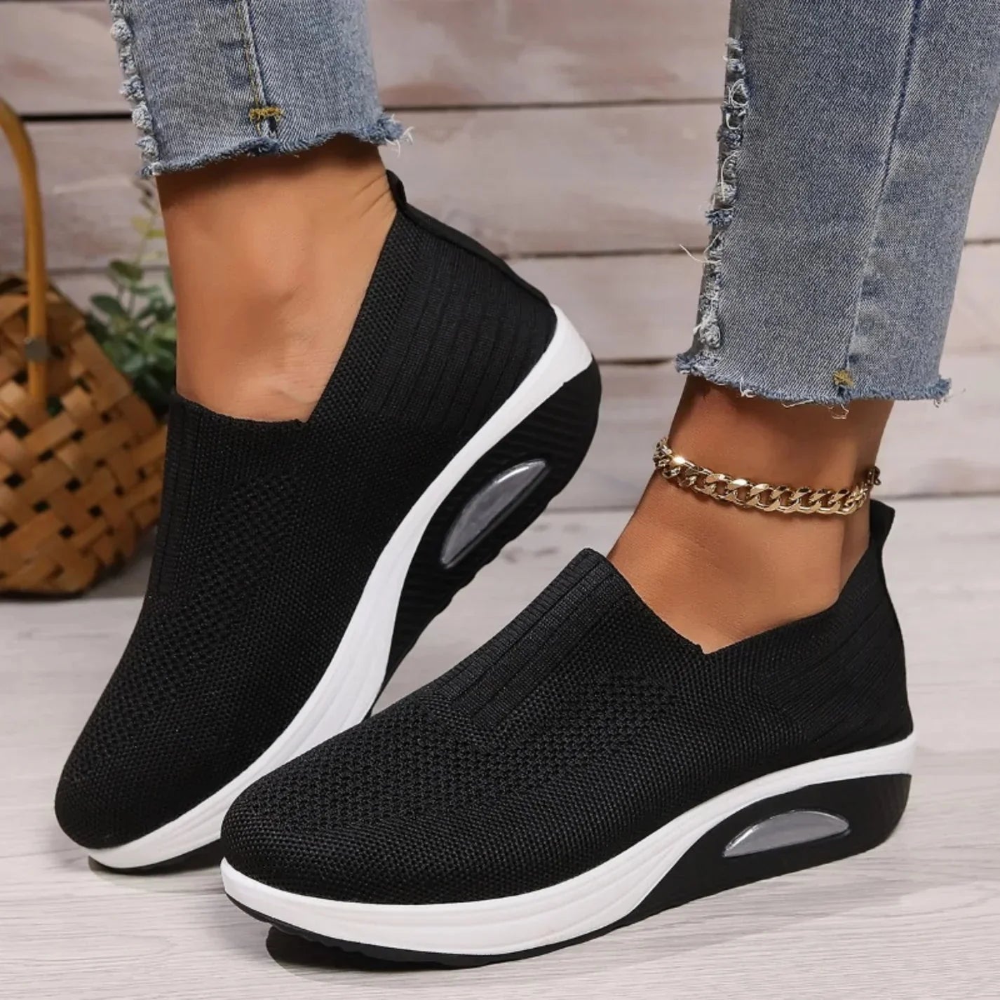 Buty Slip-On | Ortopedyczne Oddychające Kliny | Lekkie Wygodne