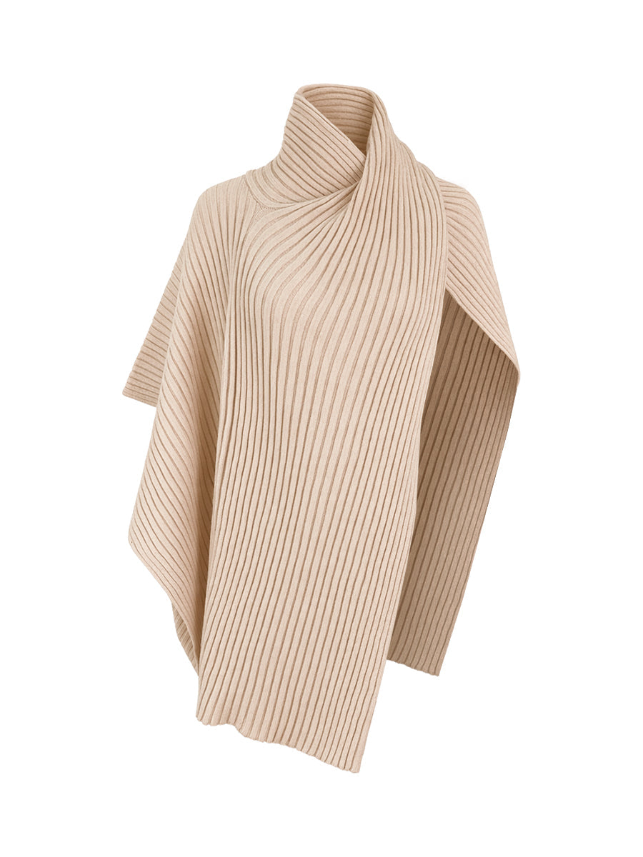 Damski sweter oversize asymetryczny z wysokim kołnierzem luźny fason