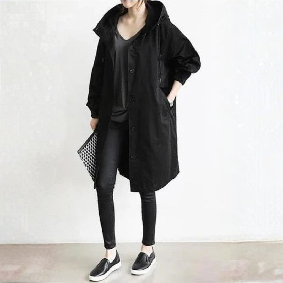 Płaszcz damski długi | Streetwear z guzikami | Elegancki na każdy dzień