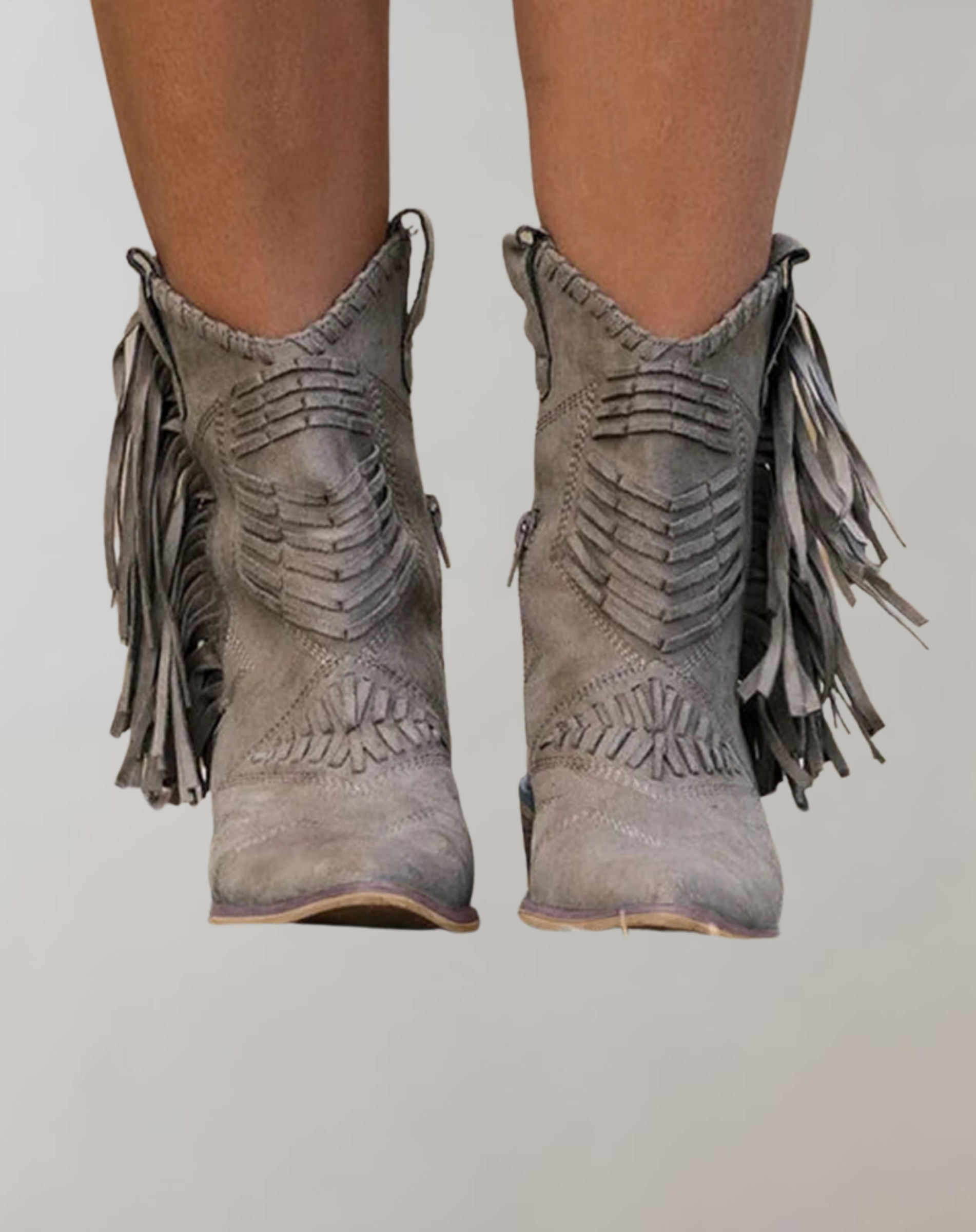 Buty damskie ze frędzlami kowbojskie czarne eleganckie