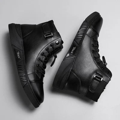 Buty męskie | Czarna skóra, wodoodporne, terenowe