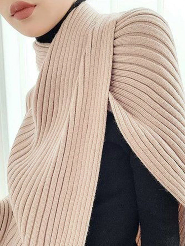 Damski sweter oversize asymetryczny z wysokim kołnierzem luźny fason