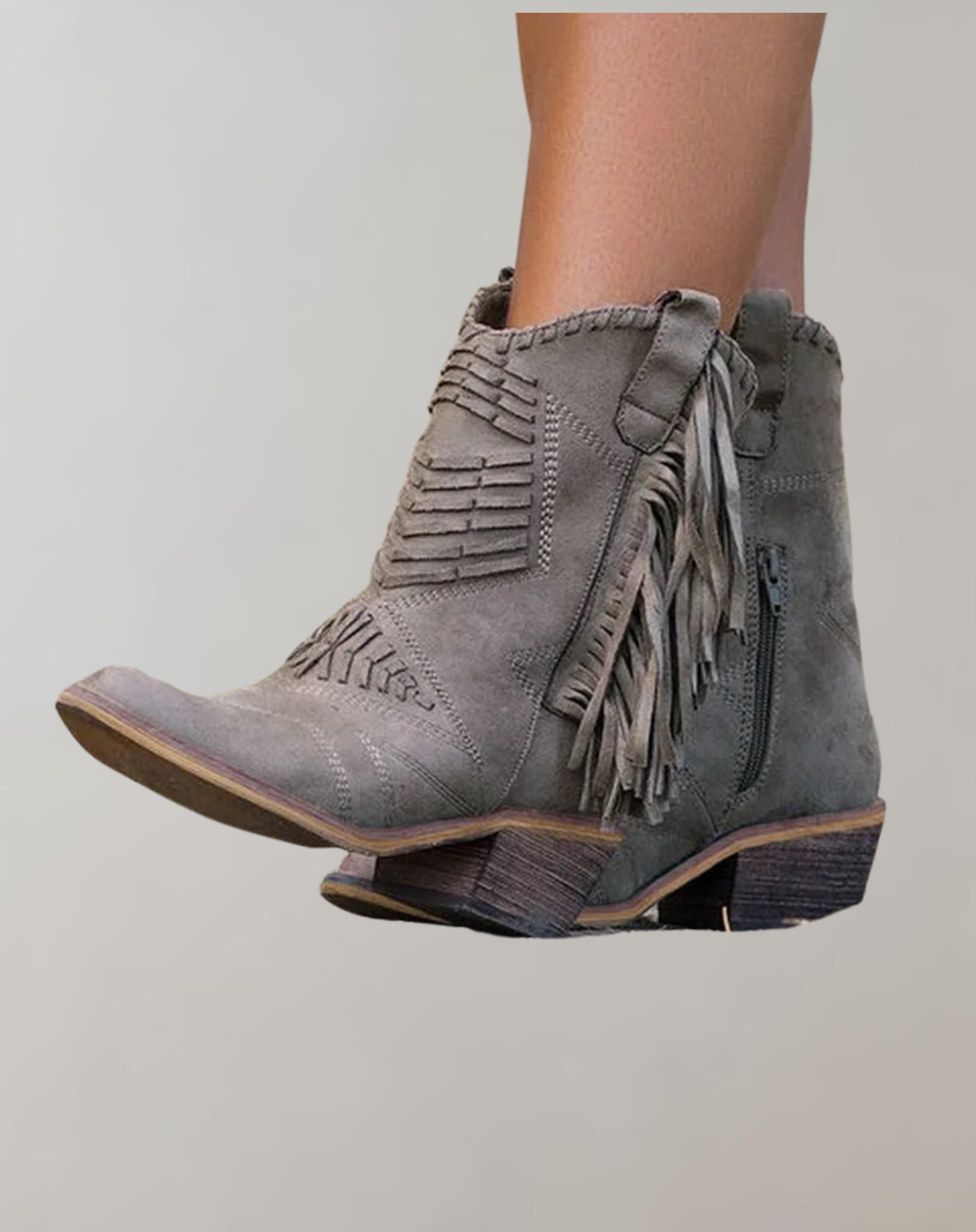 Buty damskie ze frędzlami kowbojskie czarne eleganckie