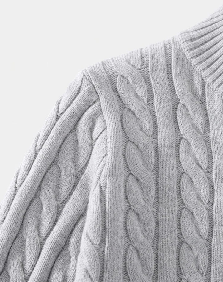Męski Sweter Warkoczowy Półgolf Casual
