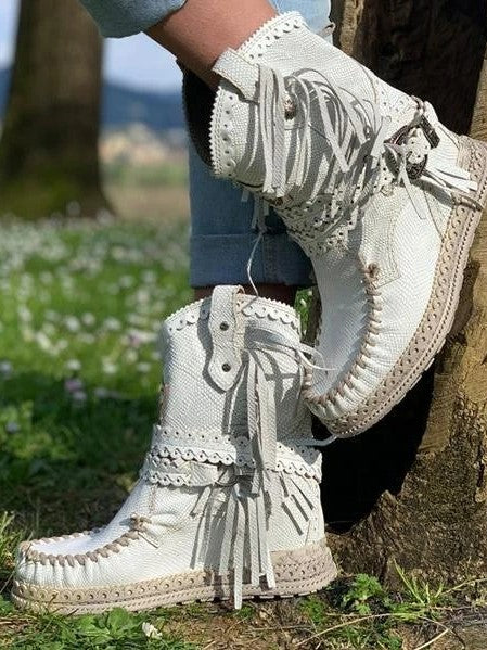 Buty Kowbojskie z Frędzlami | Damskie, Skórzane, Jesień