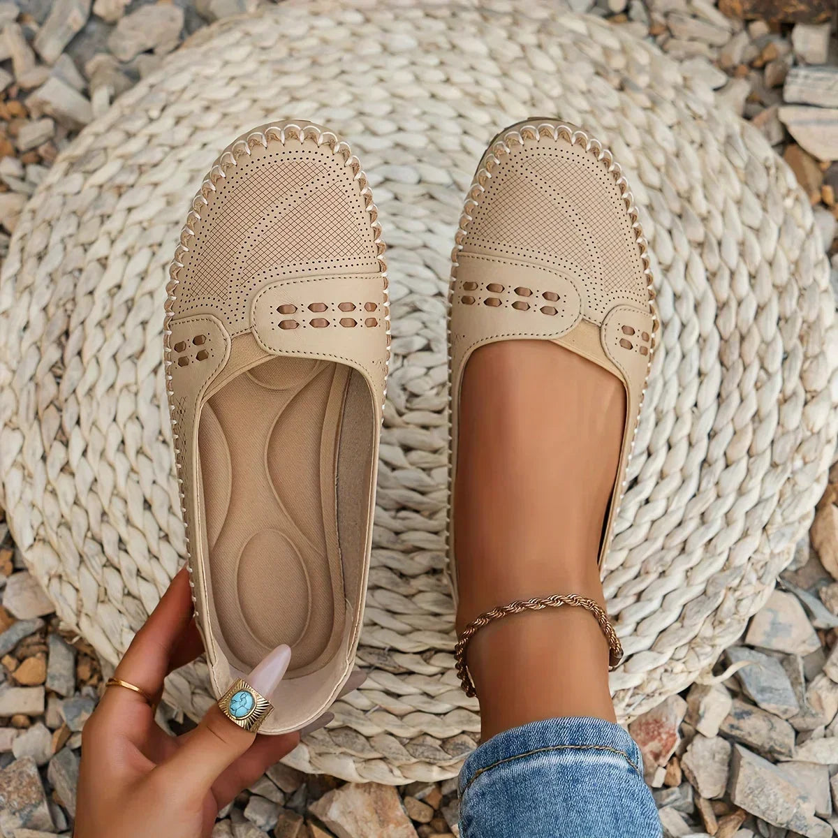 Damskie Mokasyny | Perforowane Slip-On, Oddychające