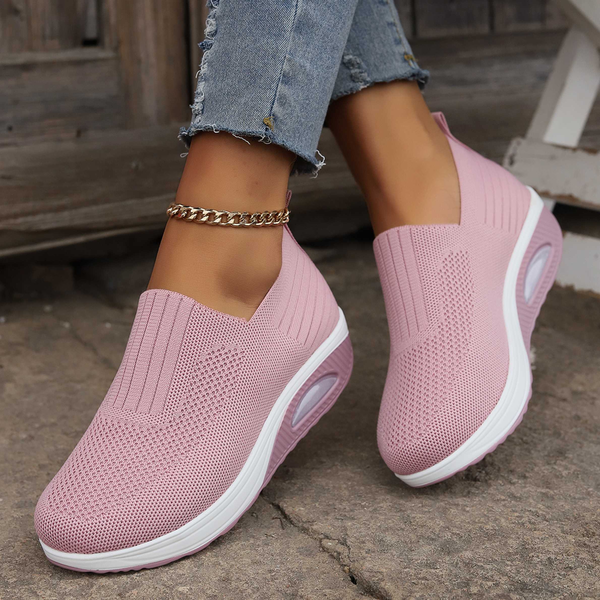 Buty Slip-On | Ortopedyczne Oddychające Kliny | Lekkie Wygodne