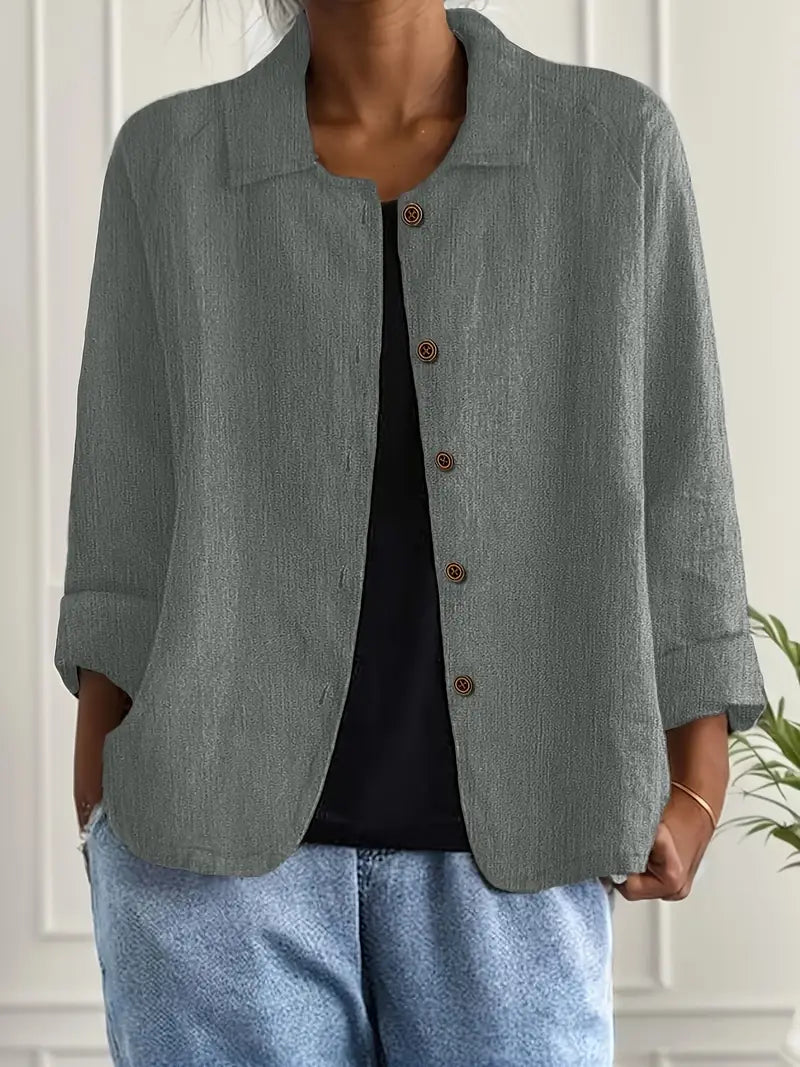 Kardigan-koszula damski | Bawełna-len, luźny krój