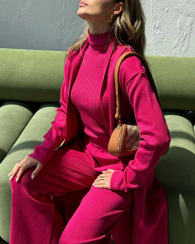 Saira Casual 3-częściowy zestaw damski - top - spodnie - marynarka