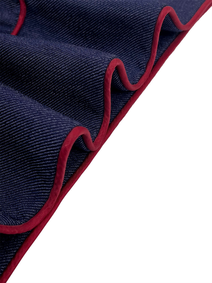 Kombinezon denim | Szerokie nogawki, długie rękawy, stójka