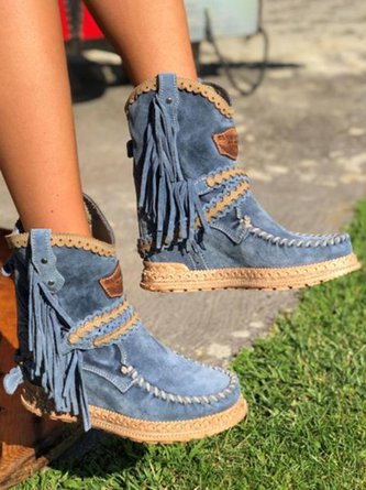 Buty Kowbojskie z Frędzlami | Damskie, Skórzane, Jesień