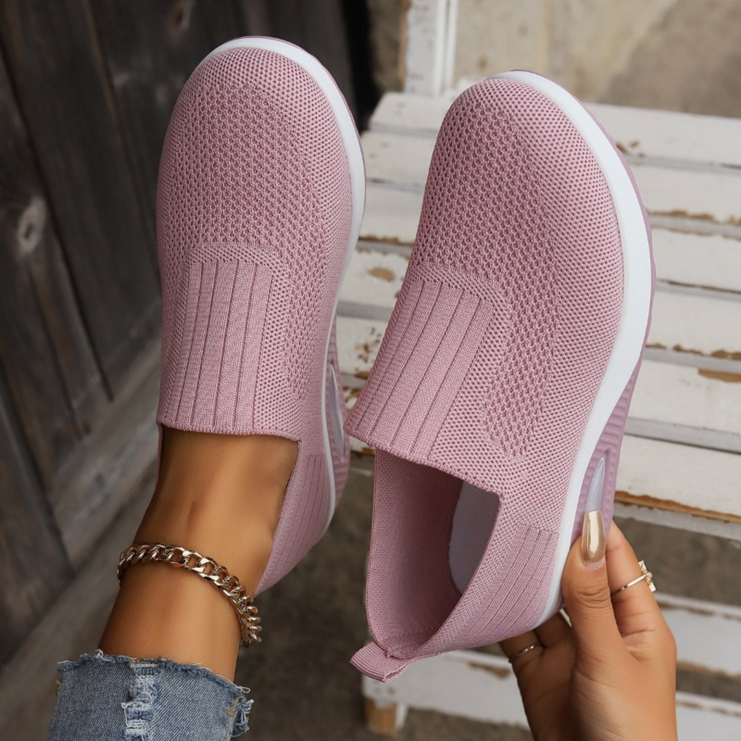 Buty Slip-On | Ortopedyczne Oddychające Kliny | Lekkie Wygodne