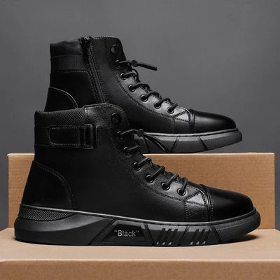 Buty męskie | Czarna skóra, wodoodporne, terenowe