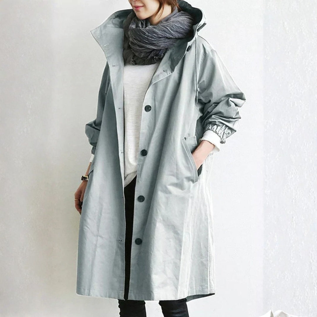 Płaszcz damski długi | Streetwear z guzikami | Elegancki na każdy dzień