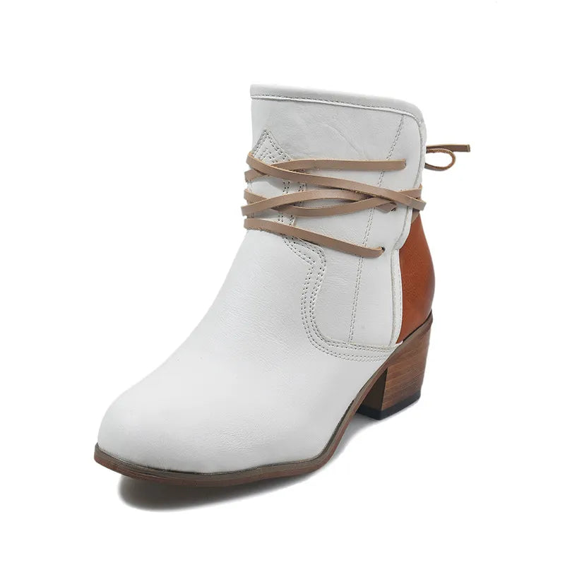 Buty Kowbojskie Damskie | Sznurowanie, Obcas Blokowy