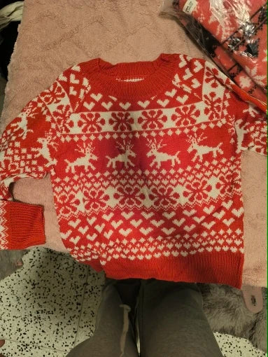 Sweter świąteczny damski | Wzór w płatki śniegu, zimowy motyw | Na święta