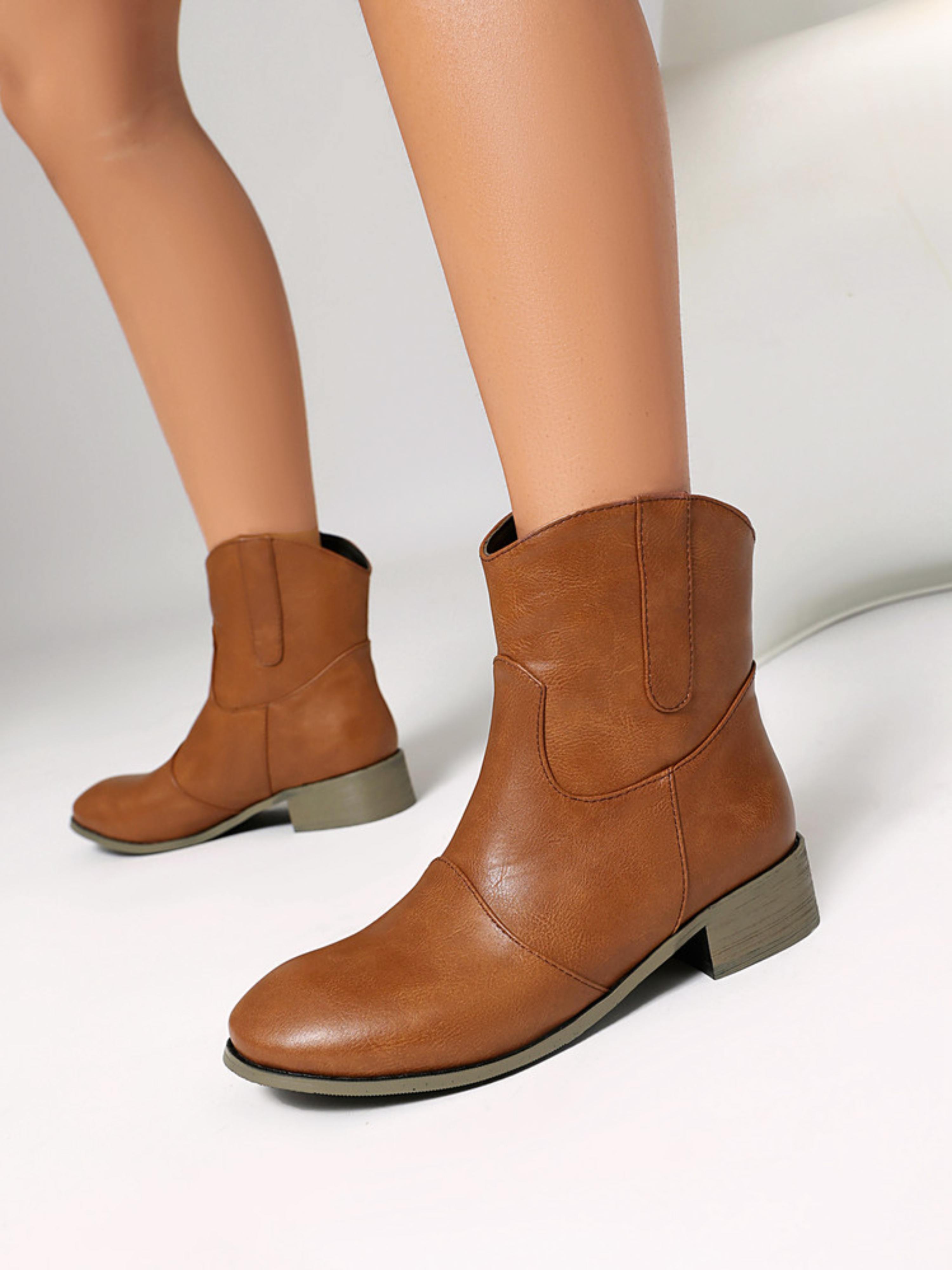 Buty Kowbojskie | Kostka, Blok Obcas, Brązowe