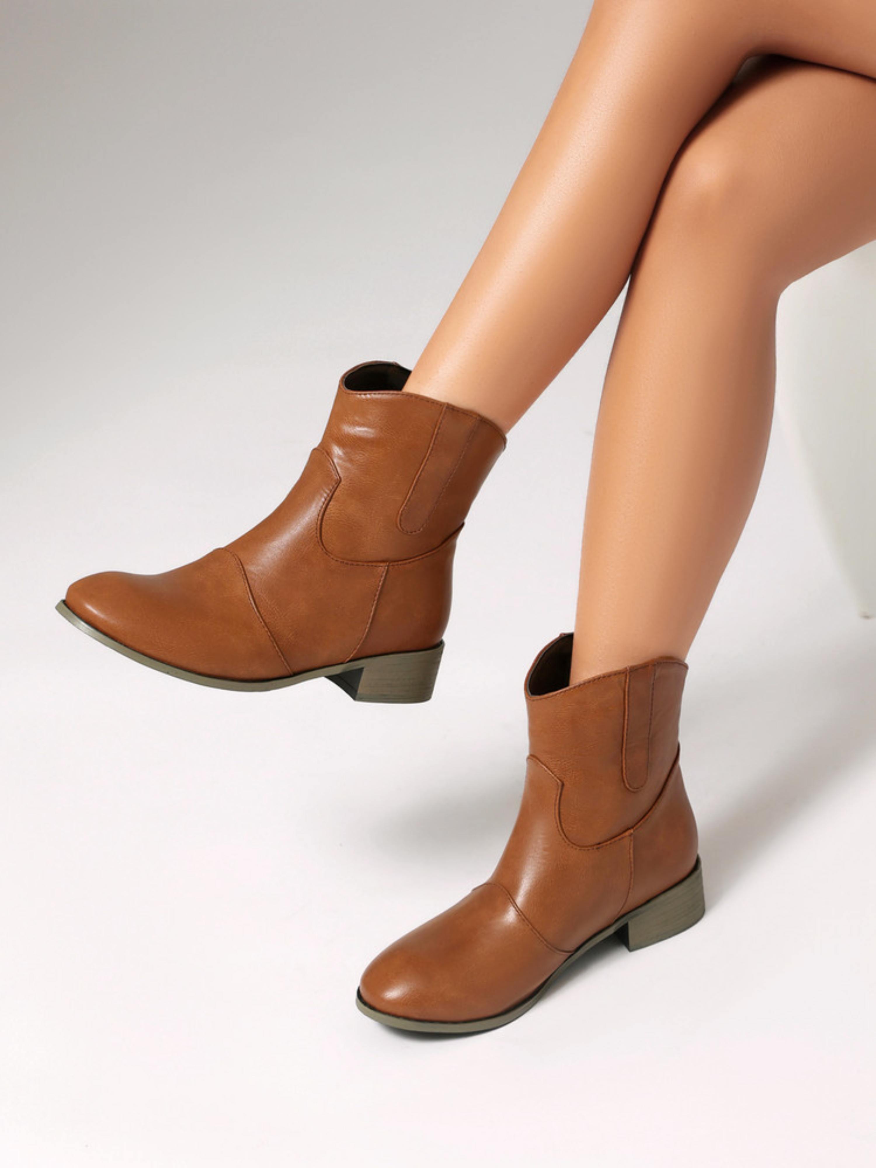 Buty Kowbojskie | Kostka, Blok Obcas, Brązowe