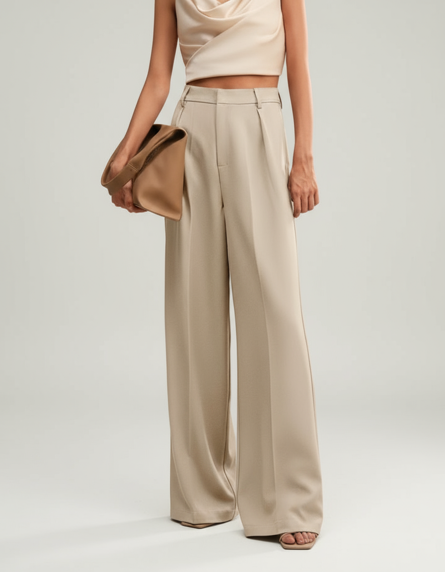 Spodnie Taille Haute Jambes Larges | Damskie, Eleganckie