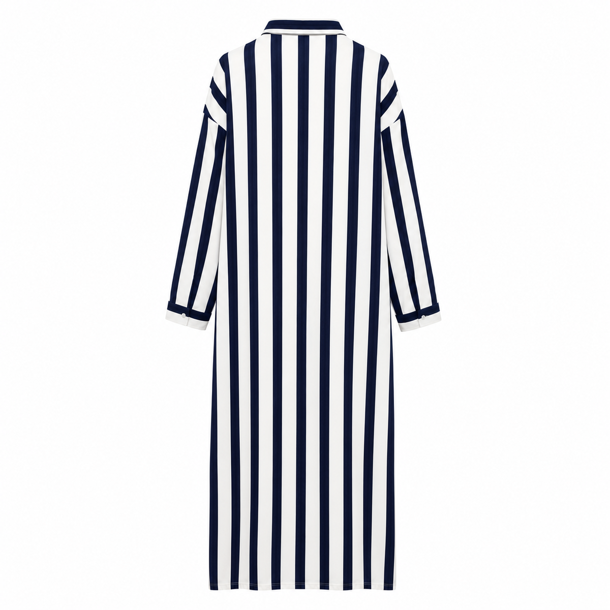 Damska Sukienka Maxi w Paski z Kołnierzem Koszulowym i Kieszeniami | Oversize | Letnia