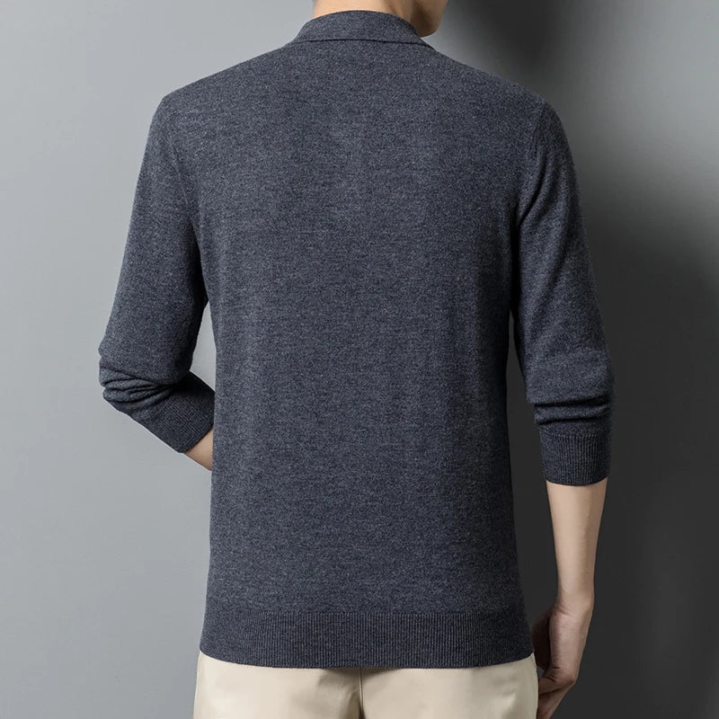 Męski sweter polo - wysokiej jakości - klasyczny - elegancki