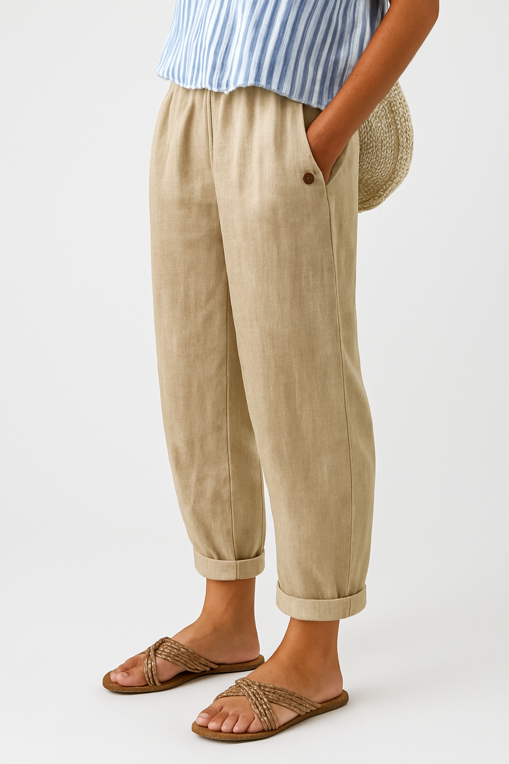 Spodnie Damskie | Ample, Kieszenie, Letnie