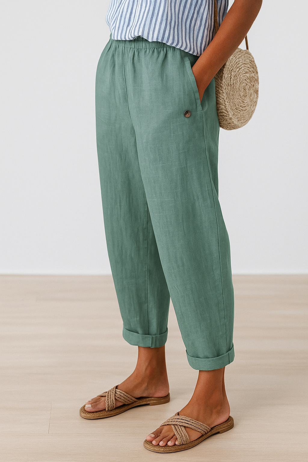 Spodnie Damskie | Ample, Kieszenie, Letnie