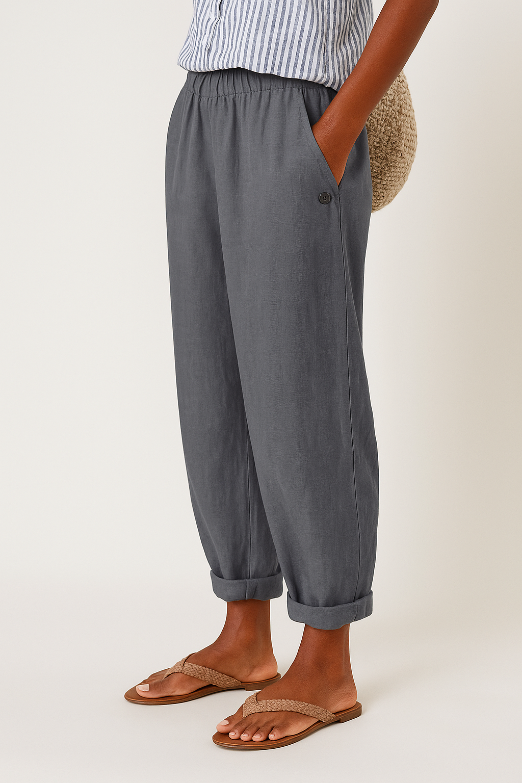 Spodnie Damskie | Ample, Kieszenie, Letnie