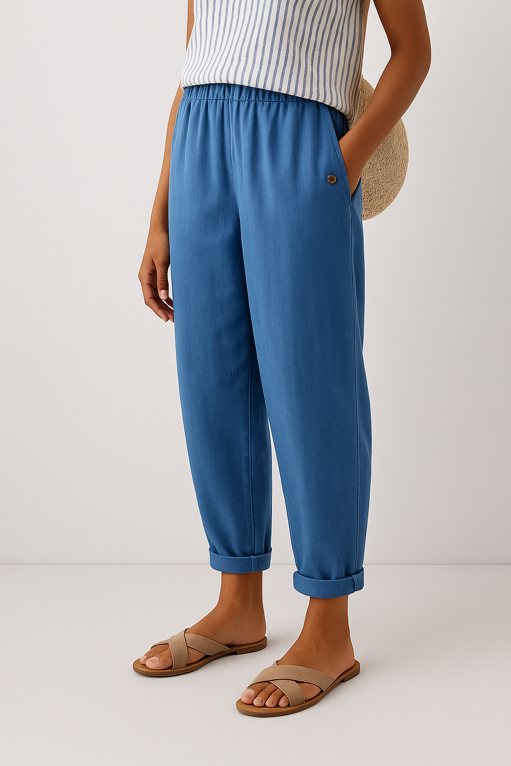 Spodnie Damskie | Ample, Kieszenie, Letnie