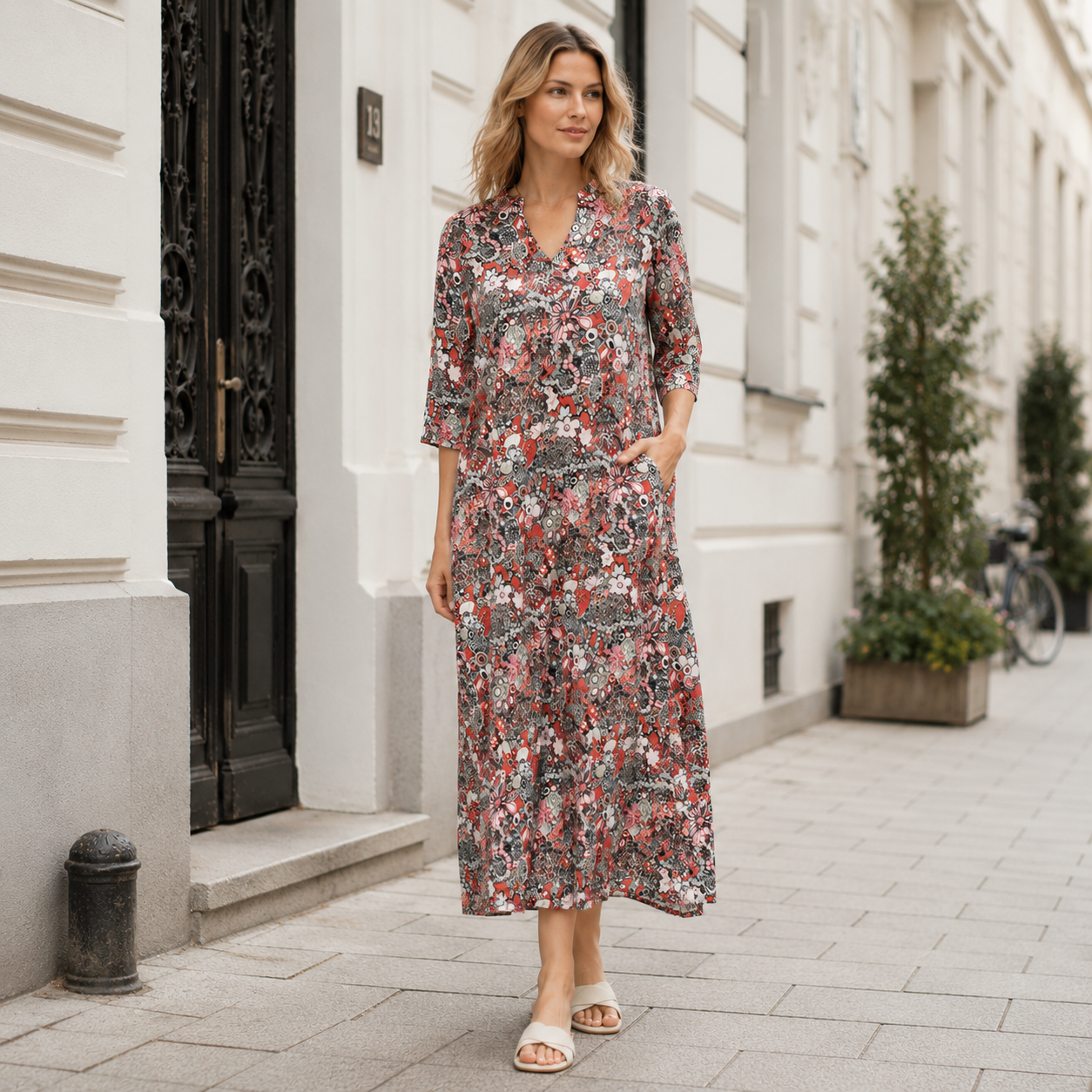 Letnia sukienka w kwiaty | Bawełna, luźny fason | Uniwersalna