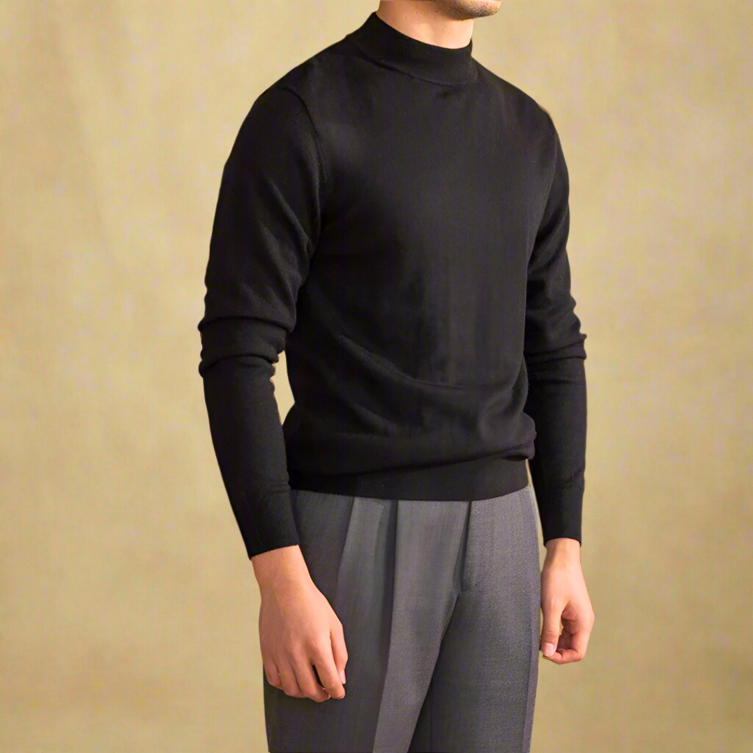 Męski sweter z golfem wykonany z wełny - Klasyczny i elegancki