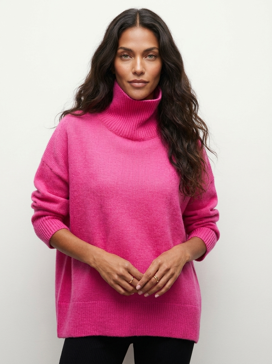 Damski Sweter Golfik Oversize Długi Rękaw
