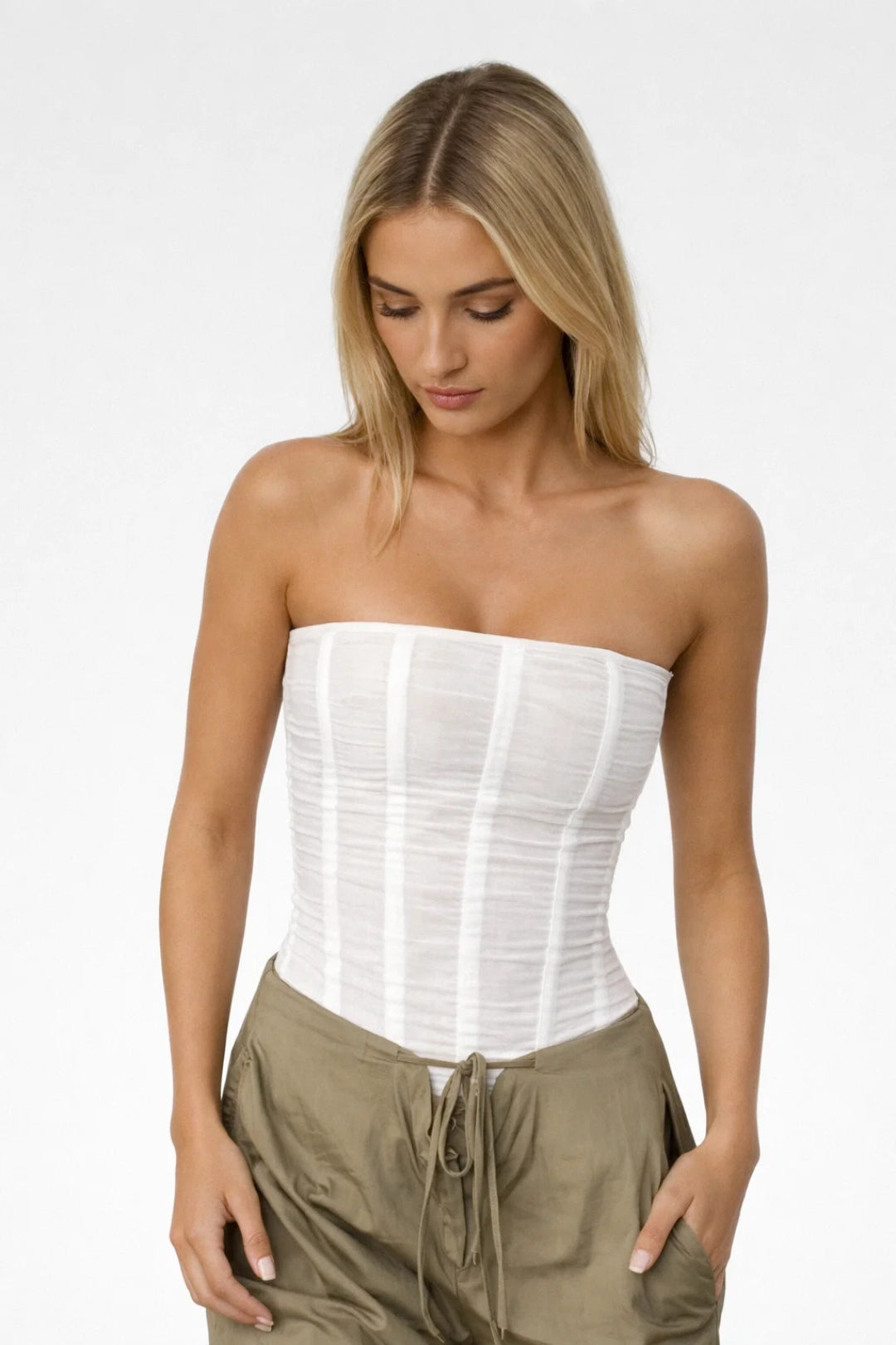 Damski top corsetowy | Bez rękawów, modelujący top typu tube