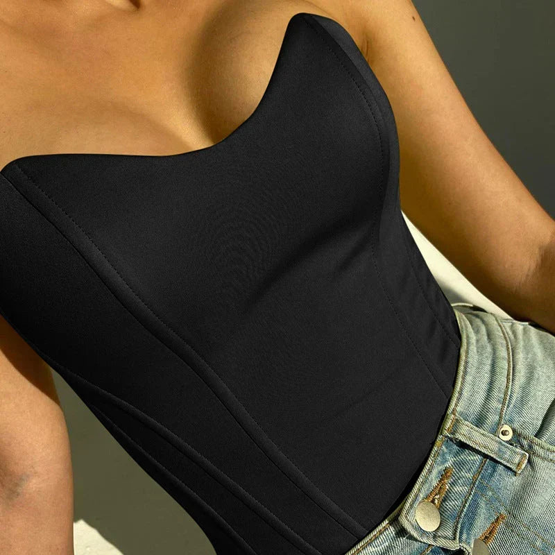 Damski top corset | Dekolt sweetheart, model bez ramiączek