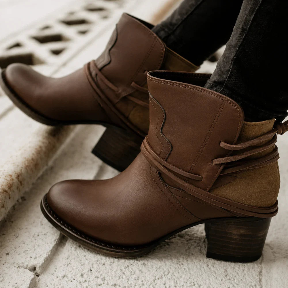 Buty Kowbojskie Damskie | Sznurowanie, Obcas Blokowy