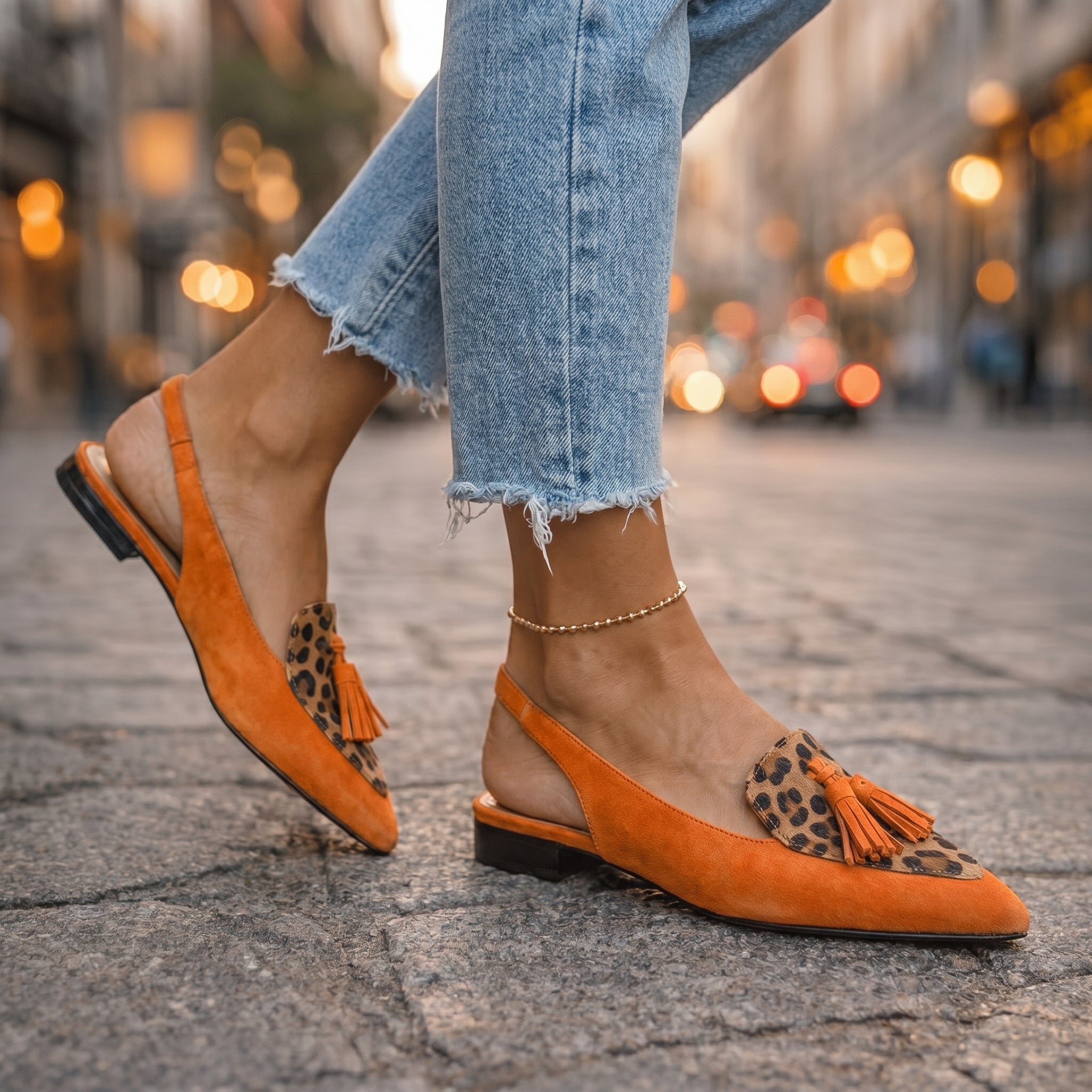 Women slingback flats pointed toe velvet with contrasting trim cushioned flat sole